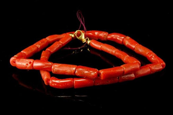 Vintage Chinese Natural Red Coral Long Beads Necklace Etsy Ireland