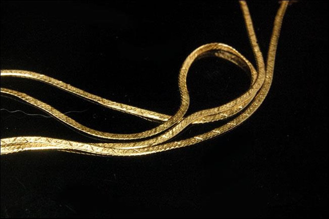 Vintage Italian Herringbonne Link 14k Yellow Gold Chain Necklace - Etsy
