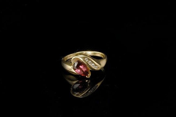 vintage garnet rhodolite diamond 14k gold magic glo ring