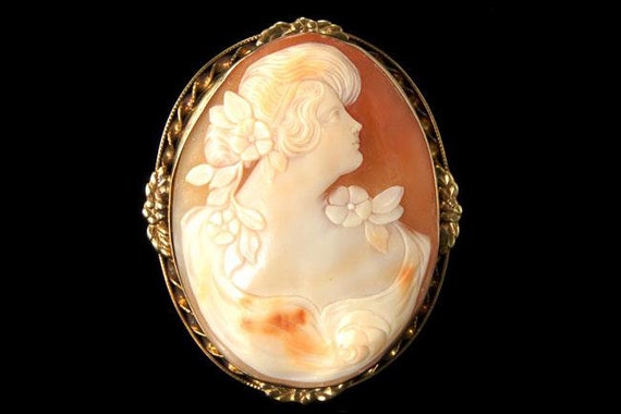 Large Art Nouveau lady cameo 12k gold filled ster… - image 6