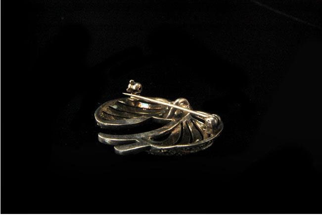 Broche Ancienne Argent Massif Art Déco – Noeud Marcassite – Créateur