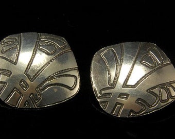 vintage signed asian symbol sterling clip earrings