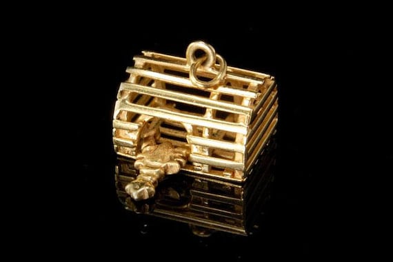 Vintage 14k yellow gold lobster trap lobster movab