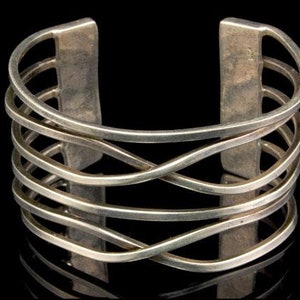 bransoletka mankietowa vintage modernist 925 sterling