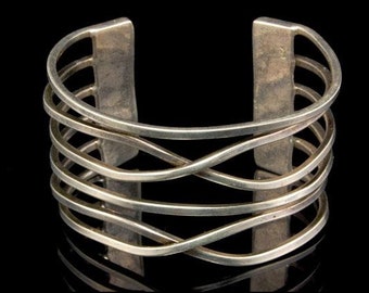Vintage Modernist 925 Sterling Manschette Armband