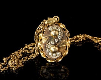 Antique Victorian Paste Pearl Gold Filled Pendant Necklace