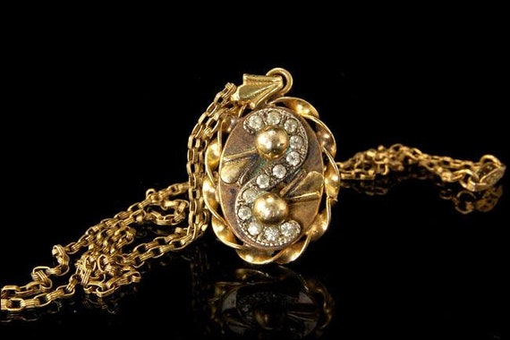 Antique Victorian Paste Pearl Gold Filled Pendant… - image 1