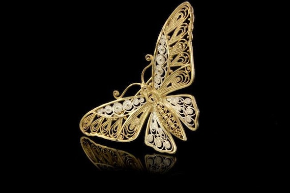 vintage german sterling filigree butterfly pin br… - image 1