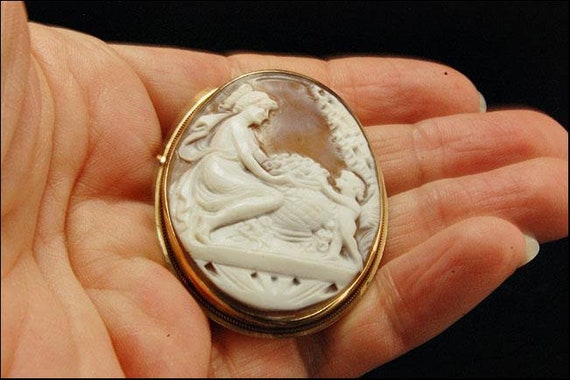 antique victorian greek women cupid carved cameo … - image 6