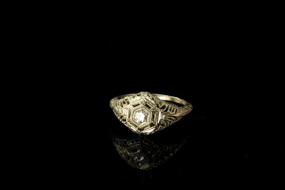 antique edwardian deco diamond 18k white gold fil… - image 1