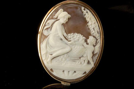 antique victorian greek women cupid carved cameo … - image 7