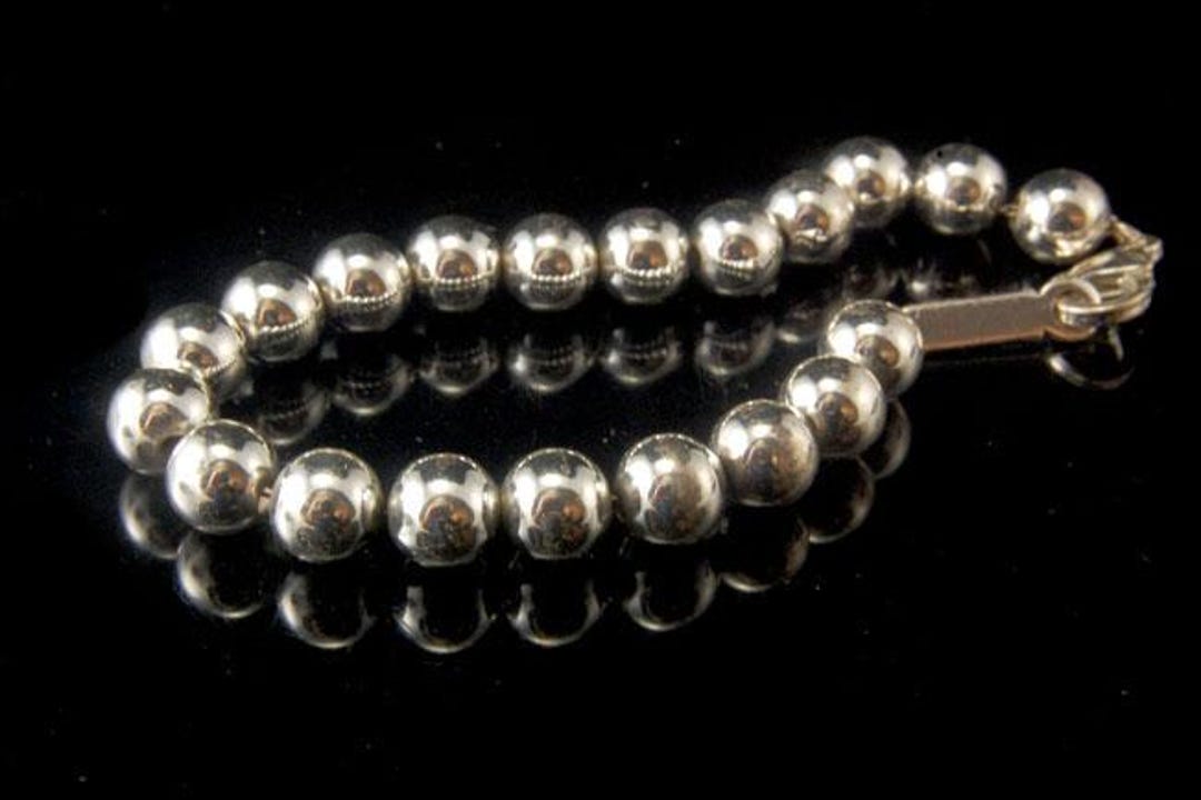 ヴィンテージ スターリングシルバー 7mm ビーズブレスレット - Etsy 日本