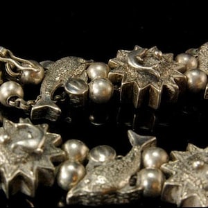 vintage sun fish beads slide 925 sterling bracelet