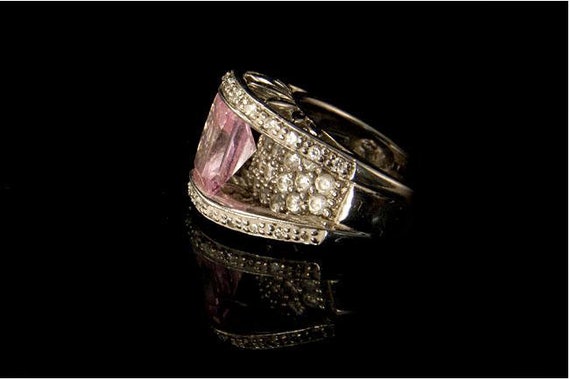 vintage modern pink topaz crystal 925 sterling si… - image 4