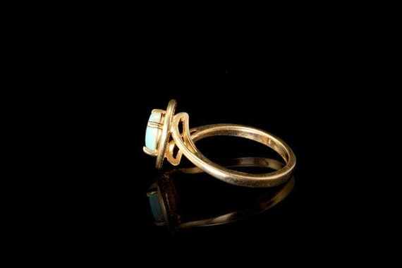 Antique Antique Antique Art Deco lumière bleu opale Cabochon 14k bague en or a942ae Antique Antique Antique Art Deco lumière bleu opale Cabochon 14k bague en or a942ae