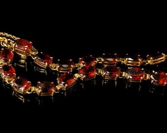 vintage imperial brown pink garnet 585 14k yellow gold link bracelet
