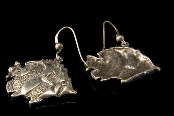 vintage 925 sterling fish shape dangle earrings - image 2