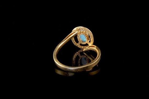 Antique Antique Antique Art Deco lumière bleu opale Cabochon 14k bague en or a942ae Antique Antique Antique Art Deco lumière bleu opale Cabochon 14k bague en or a942ae