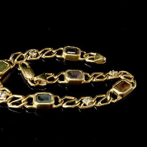 vintage diamond citrine topaz garnet enerald peridot 585 14k gold bracelet