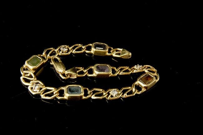 vintage diamant Citrin Topas Enerald Granat Peridot 585er Gold Armband