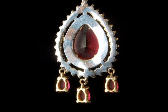 Vintage ruby paste diamond rhinestone 925 sterlin… - image 6
