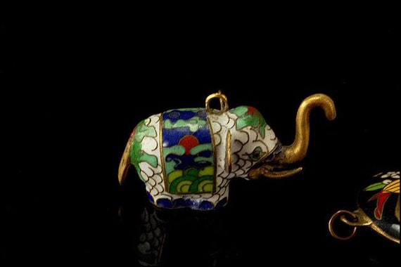 2 vintage chinese elephant exotic bird cloisonne … - image 4