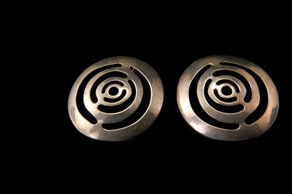 vintage modern signed maze sterling stud earrings - image 1