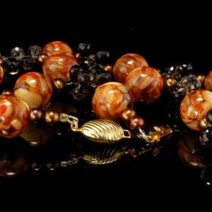 Einzigartige Vintage Facettierte Rauchtopas 14k Gold Kunst Glasperlen Halskette