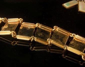 Parure De Bijoux Années 90 - Collier, Bracelet, Clips Nacre Et Quartz - Occasion