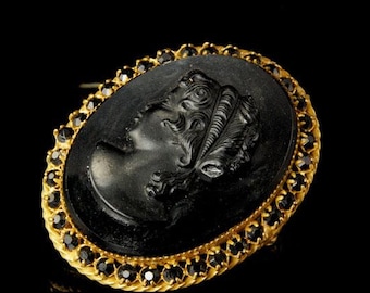 vintage victorian style original by robert girl cameo onyx pin brooch pendant