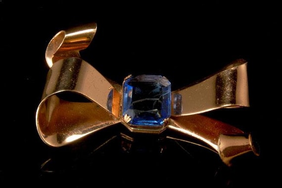 ヴィンテージ コロ ブルー トパーズ クリスタル 金箔 スターリング