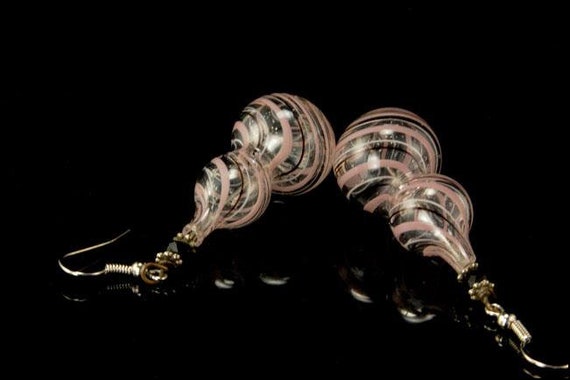 vintage swirl venetian art glass bottle dangle ea… - image 3