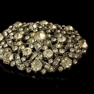 antique edwardian diamond paste silver tone brooch pin