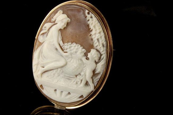 antique victorian greek women cupid carved cameo … - image 3