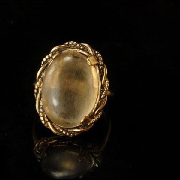antique victorian moonstone cabochon 10k gold filled ring