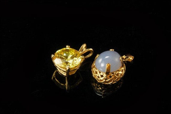 2 vintage canary cubic zirconia blue chalcedony 1… - image 7