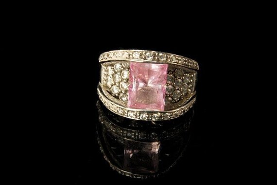 vintage modern pink topaz crystal 925 sterling si… - image 6