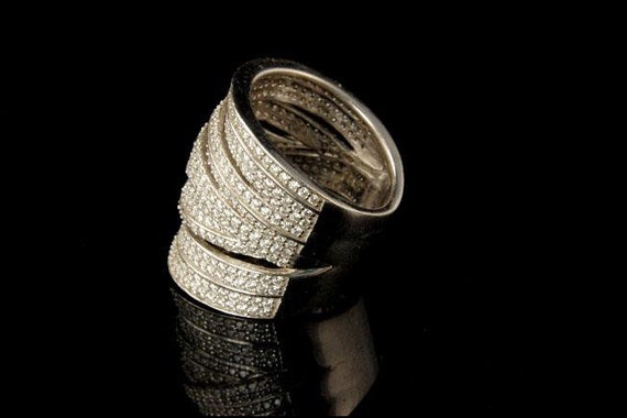 vintage modern style diamond crystal 925 sterling… - image 3