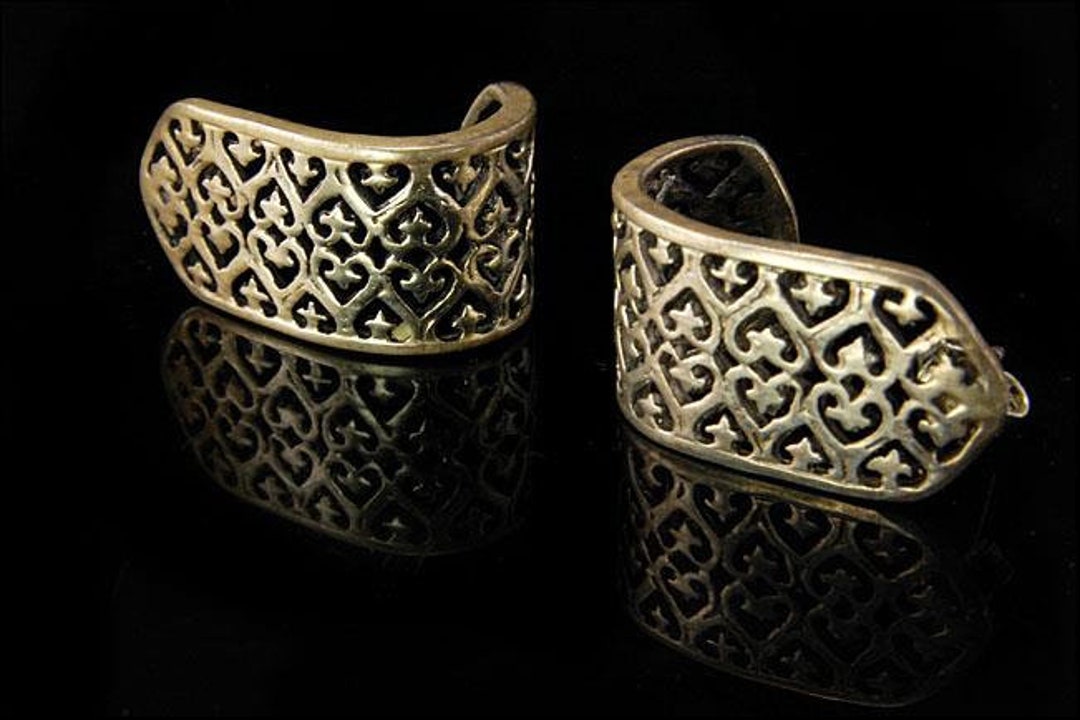 Vintage Pierced Ornament Sterling Earrings - Etsy