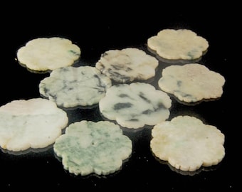 9 antique collection of CHINESE carved green carved jade flowers buttons