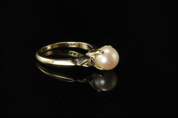 vintage white luster pearl diamond 14k white gold… - image 2