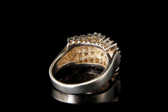 Vintage Diamond Rhinestone Silver Ring Band - image 3