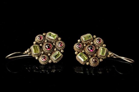 old victorian style peridot garnet sterling 925 da