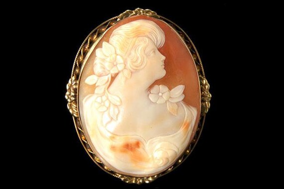 Large Art Nouveau lady cameo 12k gold filled ster… - image 2