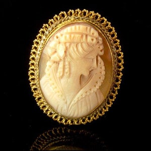 vintage victorian lady cameo gilt 800 silver pendant brooch pin