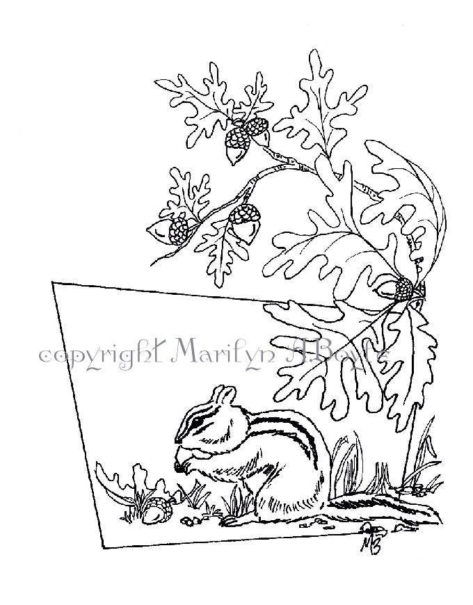 Download Coloring Page Chipmunk Digital Download Nature Acorns Etsy