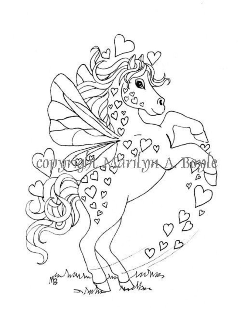 FAIRY HORSE PRINTABLE Coloring page digital download from | Etsy