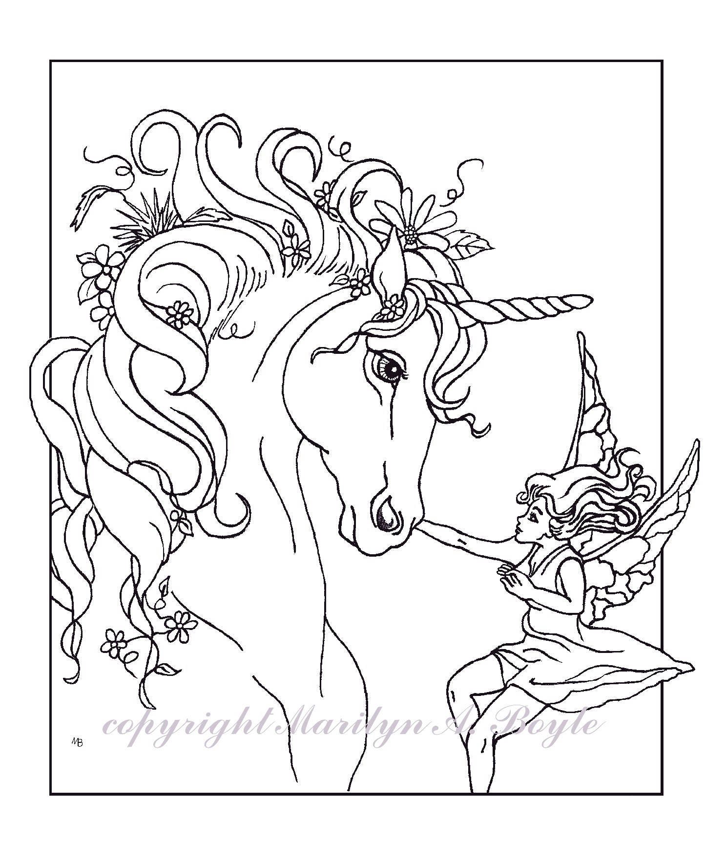 FAIRY & UNICORN PRINTABLE Coloring Page Digital Download | Etsy Hong Kong