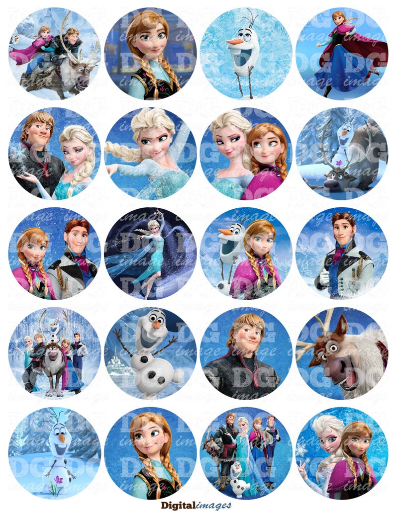 Disney Frozen Printable Round Stickers E6D