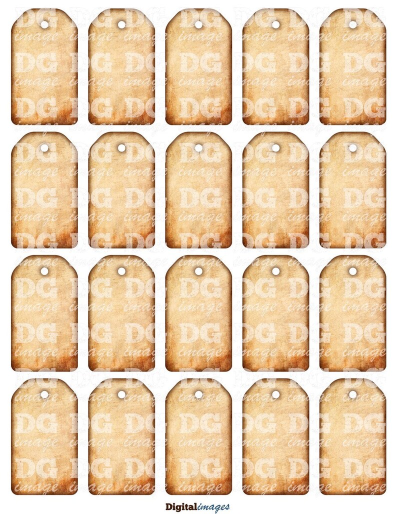 Printable blank gift tags 2 sizes Disstresed Old Paper Hang Etsy